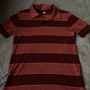 Old Navy Youth Polo Shirt - Red and Burgundy Stripes